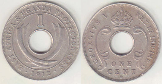 1912 H East Africa & Uganda 1 Cent A004054